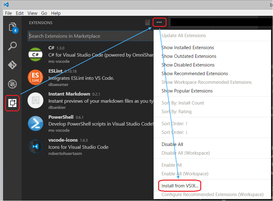 Installing the extension in Visual Studio Code
